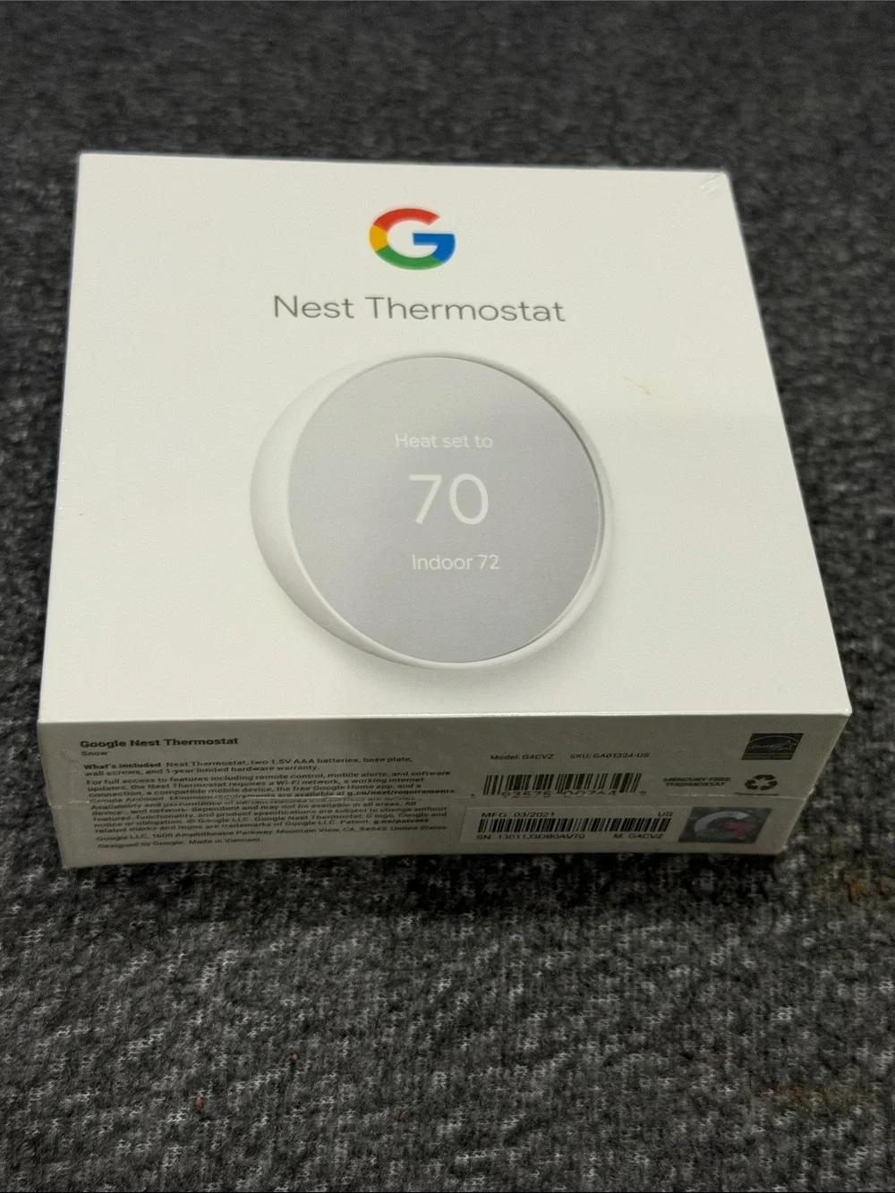 Google Nest Thermostat - White, Silver Accents
